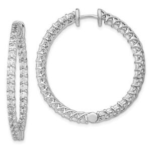 New Sterling Silver  Diamonore CZ In/Out Round Hoop Earrings